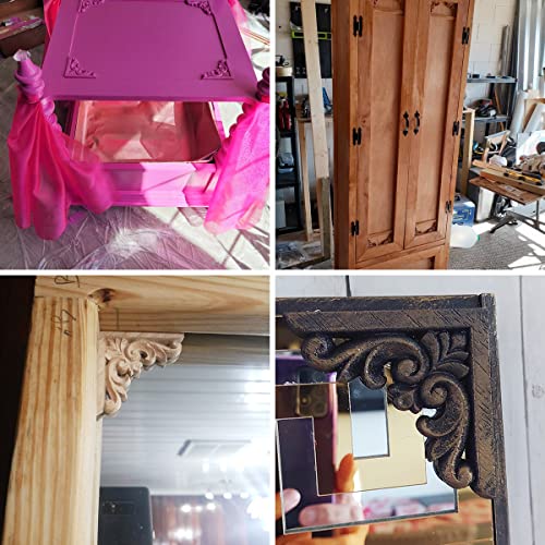 MUXSAM Furniture Applique, 8x8cm/3.15"x3.15", Wood Carved Corner Onlay Unpainted Frame Decal for Wall Cabinet Door Bed Dresser Mirror MUXSAM