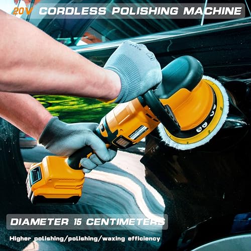 Orbital Polisher for Dewalt 20V Battery, 6inch 150mm Brushless Cordless Design Buffer Car Waxer with 6 speeds 750-6800RPM, 13PCS Polishing Nichilas