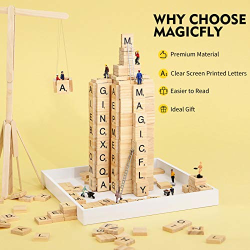 Magicfly 500 Pieces Letter Tiles, Wooden Scrabble Tiles for Crafts, A-Z Capital Wood Letters for Crafts, Spelling,Scrabble Crossword Game Magicfly
