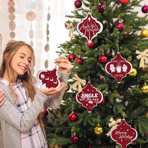 Large Christmas Wooden Ornaments to Paint 10Pcs, DIY Blank Unfinished Bell Wood Cutout Ornament for Crafts Hanging Decorations, Halloween Sophena