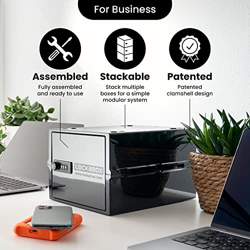 Lockabox One™ | Compact and Hygienic Lockable Storage Box for Food, Medicines, Tech and Home Safety | One Size 12 x 8 x 6.6 inches externally (Jet) Lockabox