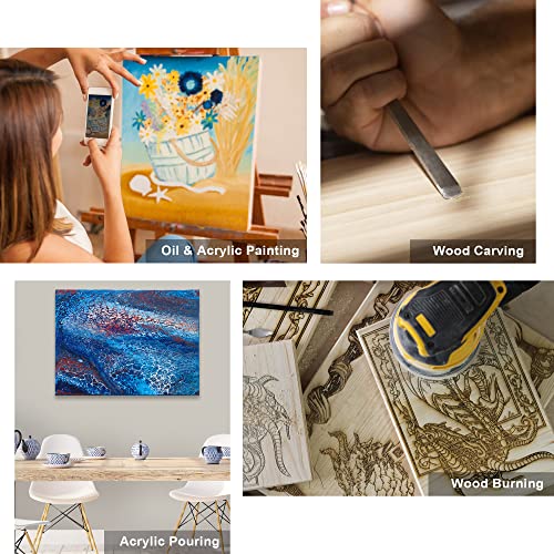 PHOENIX 8x10 Inch Unfinished Birch Wood Panel Boards for Painting - 6 Pack Professional 3/4" Wooden Cradled Panels for Mixed-Media Painting, PHOENIX