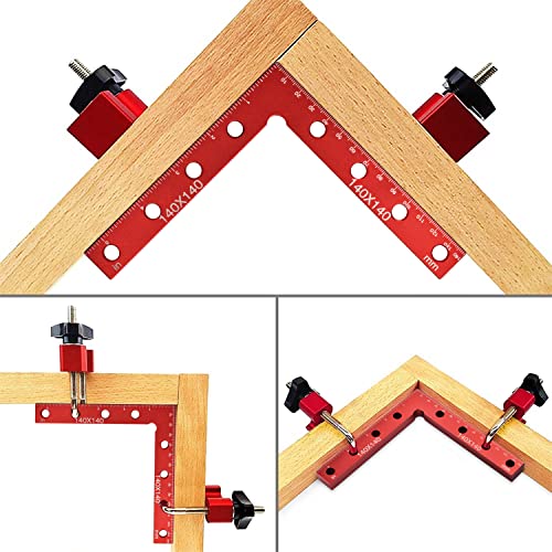 90 Degree Positioning Squares Right Angle Clamps 5.5" x 5.5"(14 x 14cm) Aluminum Alloy Woodworking Carpenter Corner Clamping Square Tool for Picture Amtake