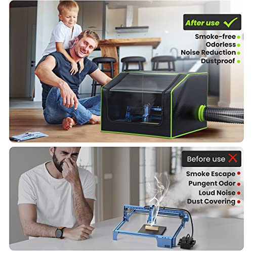 BROVR Laser Engraver Enclosure with Exhaust Fan, Pipe and LED Light, True Fireproof & Dustproof Laser Enclosure for Most Laser Cutter, Insulates BROVR
