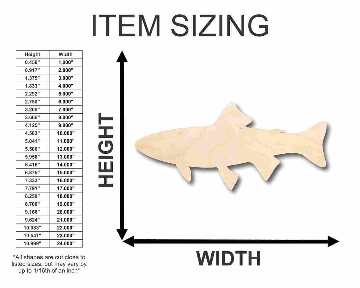 Unfinished Wood Trout Fish Shape - Fishing - Craft - up to 24" DIY 14" / 1/8" 24 Hour Crafts