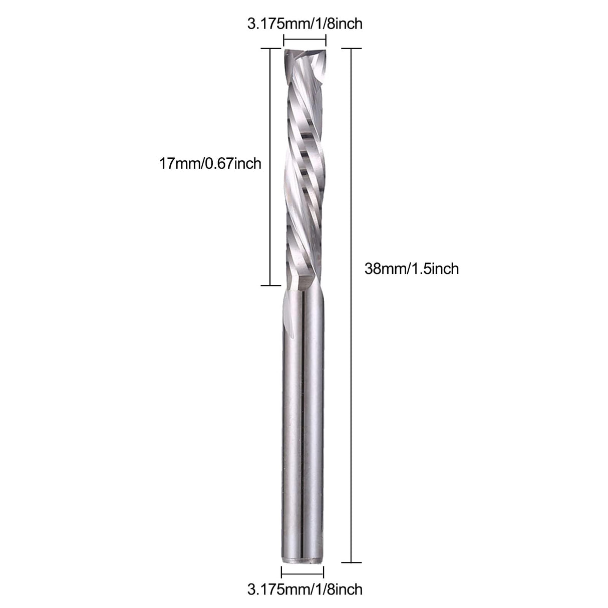 HOZLY 1/8 Inch Shank Carbide End Mills Up & Down Cut CNC Spiral Router Bits 2 Flutes Milling Cutter Compression Router Bit for Engraving Milling HOZLY