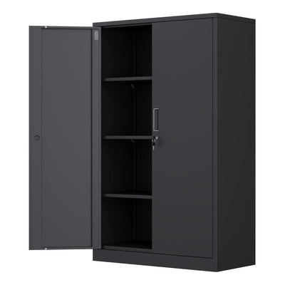 iJINGUR Metal Storage Cabinet with Locking Doors and 3 Adjustable Shelves, 53.5-Inch Tall Lockable Steel Storage Cabinets for Home Office Garage