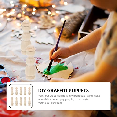 Ciieeo 10pcs Log Villain Montessori Peg Dolls Unpainted Peg Doll DIY Peg People Doll Toy Unfinished Peg Dolls Figurines for Kids DIY Wood Figures Ciieeo