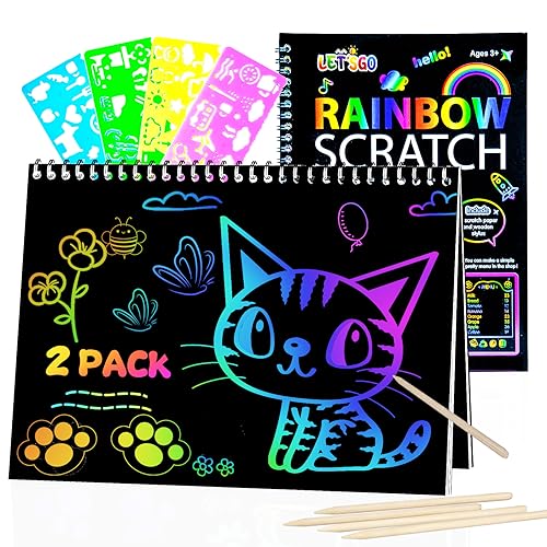 OSLINE Arts and Crafts for Kids Ages 3-5-10 Girls Boys,Rainbow Scratch Paper Art Notebooks,Art Supplies Kit for Kids Gifts,Kids Party Favor Toys for OSLINE