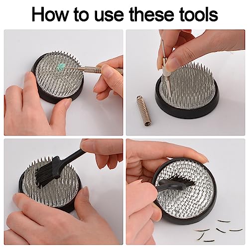 WANDIC Flower Arrangement Vase Kit, Black Pebble Ceramic Planter Pot with 4cm Kenzan Flower Frog Pottery Floral Arranging Pin Needle Holder for Desk WANDIC