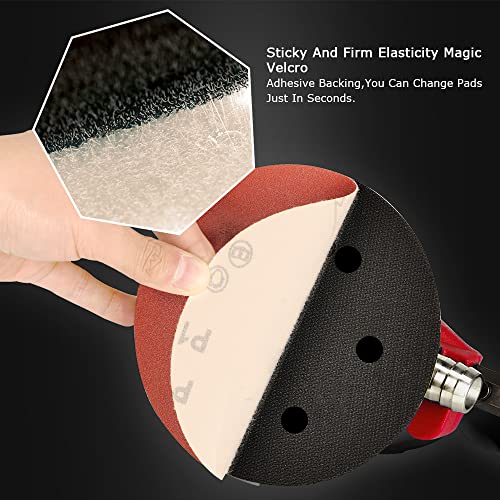 ZFE Random Orbital Sander 5" & 6" Pneumatic Palm Sander with Extra 5" Backing Plate, Sponge Polishing Pads, Sandpapers Low Vibration and Heavy Duty ZFE