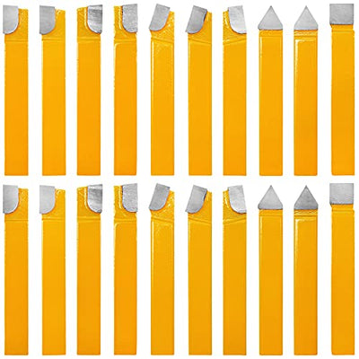 PNBO 20 pc 3/8"Carbide Tip Tipped Cutter Tool Bit Cutting Set For Metal Lathe Tooling.