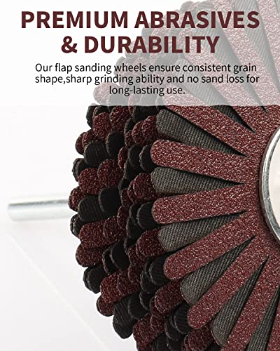 Rocaris 2 Pack Abrasive Flap Wheel - 120# Nylon Sanding Wheel Brush Abrasive Grinding Head with 1/4 Inch Shank for Woodworking Root Carving Furniture - WoodArtSupply