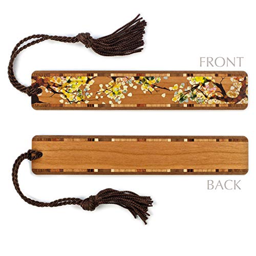 Tree Branch with Leaves Wooden Bookmark with Tassel - Also Available with Personalization - Mitercraft Made in The USA Mitercraft