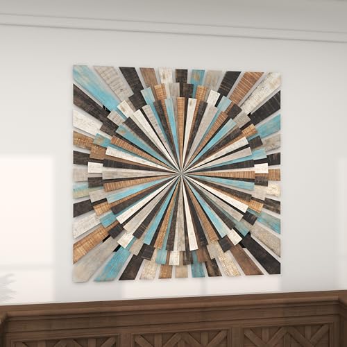 Deco 79 Wood Starburst Handmade Carved Wall Decor, 36" x 1" x 36", Multi Colored Deco 79