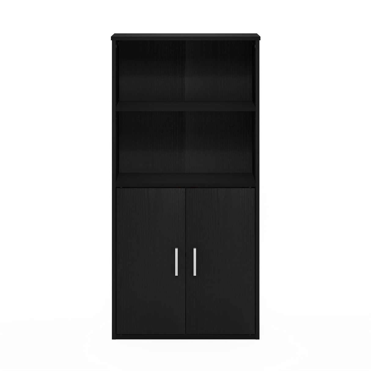 Furinno Pasir Storage Cabinet with 2 Open Shelves and 2 Doors, Black Oak Furinno