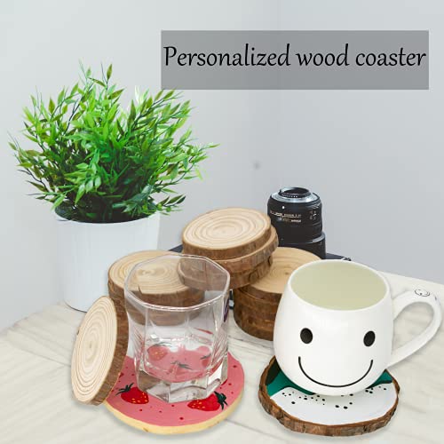 Unfinished Natural Wooden Slices 80 Pcs 3.2-4 Inch Wood Circles for Crafts DIY Christmas Ornament Craft Wood Kit with Bit,Blank Round Wood Slice with KXEXK