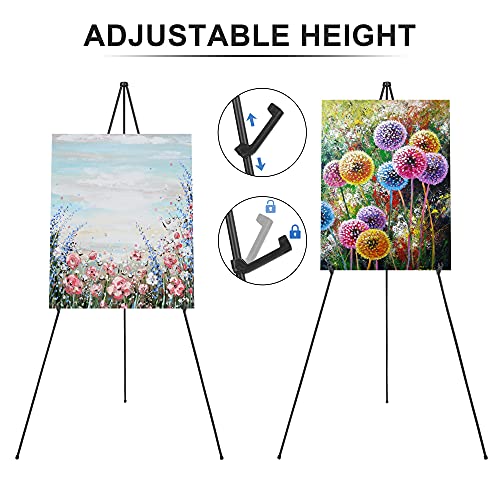 STARHOO Display Easel Stand for Wedding Sign & Poster 63'' Portable Art Easel for Floor Adjustable Metal Easel Black Starhoo