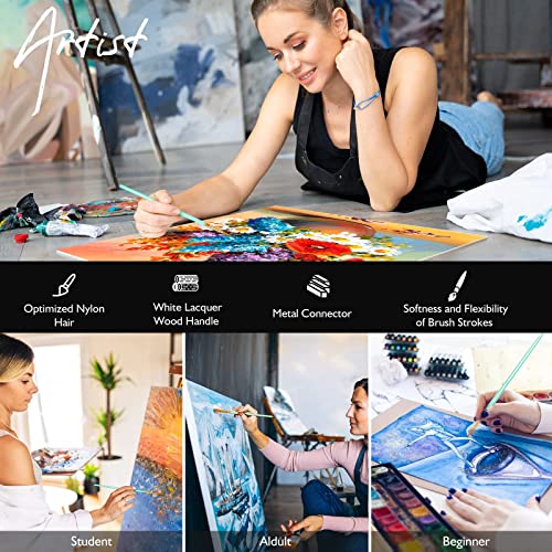 Paint Brushes Set, 60 Pcs Paint Brushes for Acrylic Painting, Oil Watercolor Acrylic Paint Brush, Artist Paintbrushes for Body Face Rock Canvas, Kids Artstorys