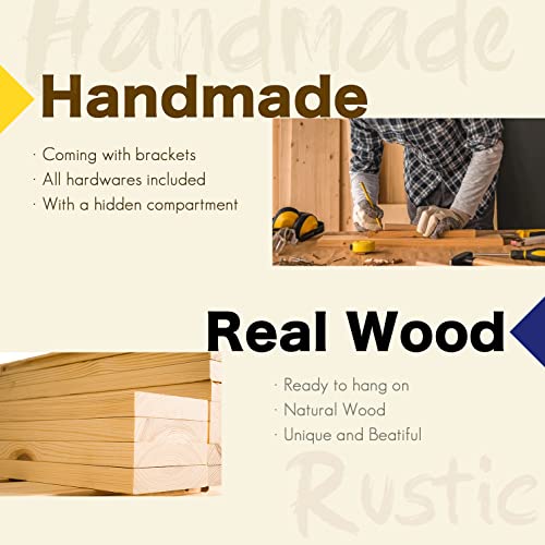 ROOREVO Wall Floating Shelves, Rustic Wood Shelf for Wall Mounted - Wooden Handmade Shelves for Bathroom Kitchen Livingroom - No Stain - ROOREVO