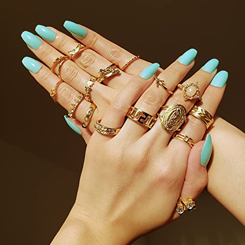 PANTIDE 67Pcs Vintage Knuckle Rings Set Stackable Finger Rings Midi Rings for Women Bohemian Hollow Carved Flowers Gold&Silver Rings Crystal Joint PANTIDE