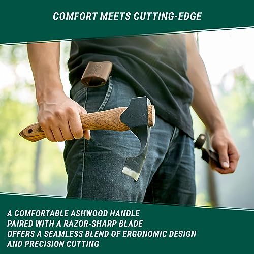 BeaverCraft Forged Adze Woodworking Bowl Adze with Wooden Handle Woodcarving Curved Adze - Wood Carving Axe Gutter Adze - Hand Wood Carving Tools BeaverCraft