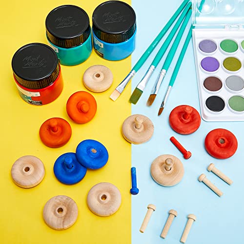 36 Pack Wooden Wheels Toys Wooden Wheels for Crafts Toys Wooden Craft Wheels Wooden Mini Wheels with Axle Pegs for Crafts DIY Toy Cars Painting Civaner