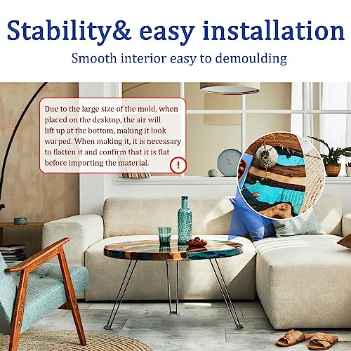 Lallisa 24 Inch Extra Large Resin Table Molds Round Epoxy Resin Molds Set with Metal Frame 3 Hairpin Legs for Table Epoxy Resin Table Mold Epoxy Lallisa