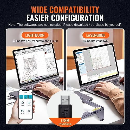 VEVOR, 5W Output Engraving Machine, 16.1" x 15.7" Large Working Area 10000mm/min Movement Speed, Compressed Spot with Eye Protection, Laser Cutter VEVOR