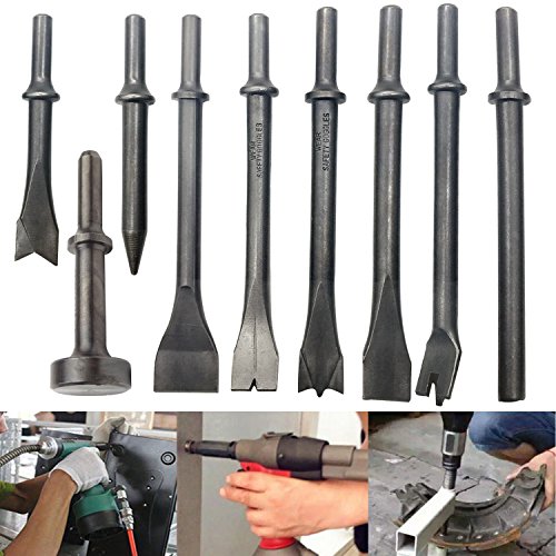 GreatBba 9 Piece Pneumatic Chisel Air Hammer Punch Chipping Bits Set GreatBba