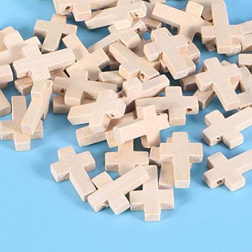 MAGICLULU 50pcs Wooden Blank Cross Pendant Unfinished Mini Wooden Cross Wooden Small Unpainted Cross Pendant DIY Jewelry Crafts Projects MAGICLULU