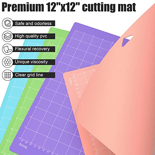 Lzerking Cutting Mat for Cricut 4 Pack Accessories and Supplies Variety Replacement Standard Light Strong Frabic Cut Pads Cricket Cards for Cut Lzerking