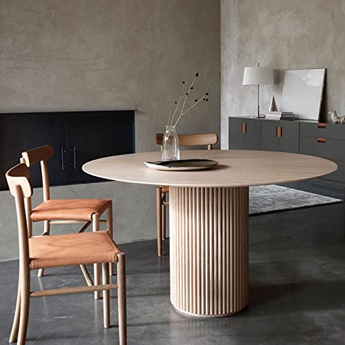 QQXX Round Pine Solid Wood Dining Table,Simplicity Kitchen Table with Wooden Pedestal Base,Leisure Coffee Table Dining Room Table Restaurant QQXX