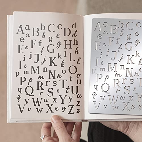 BENECREAT Letters Stencils, Irregular A to Z Alphabet Metal Stencil Uppercase Lower Letters Template for Painting, Wood Burning, Engraving, BENECREAT