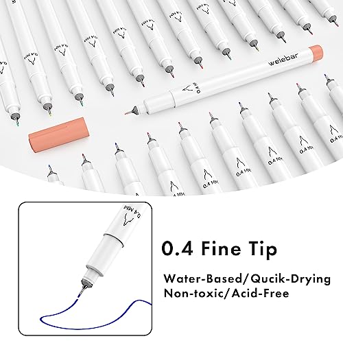 Welebar 0.4 Tip Fine Point Pens for Cricut Joy/Xtra, 36 Pack Assorted Ultimate Fine Point Pens for Drawing, Writing, Compatible with Cricut Joy Welebar