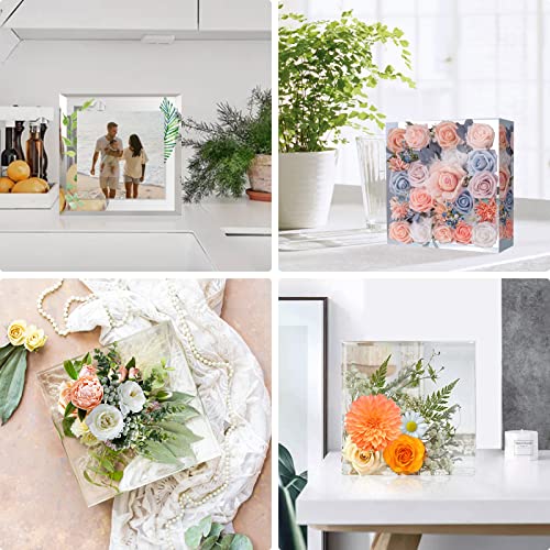 LET'S RESIN Large Silicone Square Molds for Resin, Glossy Deep Square Molds 8''x 3'' w/Wooden Support, Epoxy Resin Molds for Flowers Preservation, LET'S RESIN