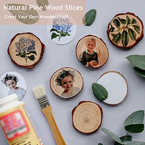 40 Pcs Unfinished Natural Wood Slices - 2-2.4" - DIY Wood Kit with Bark - for Wooden Crafts Wedding Decorations Christmas Decorations FORLAND