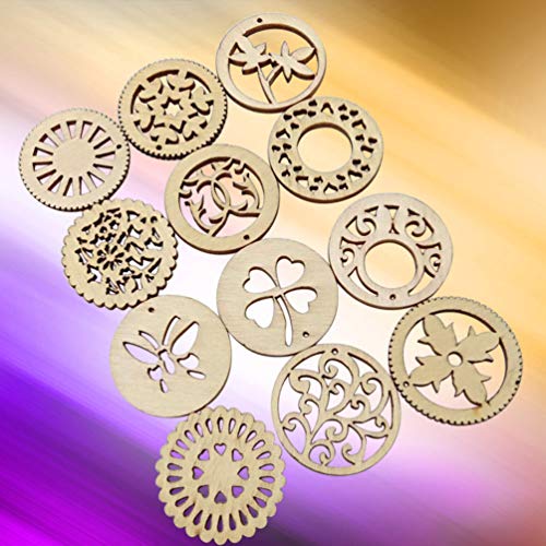 Healifty 20pcs Rustic Decor Wood Decor Scrapbook Embellishments Wooden Flower Craft Woodsy Decor Wooden Craft Supplies Wood Slices Wooden Healifty