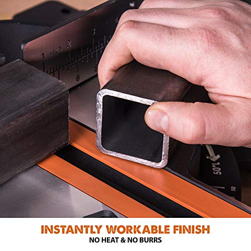 Evolution Power Tools R255SMS+ PLUS 10-Inch Sliding Miter Saw Plus Multi-Material Multi-Purpose Cutting Cuts Metal, Plastic, Wood & More 0˚ - 45˚ Evolution