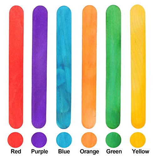 Ziqi 600 Pcs 6Inch Colored Craft Sticks, Rainbow Wooden Popsicle Colorful Craft Sticks for DIY Crafts, Home Art Projects, Classroom Art Supplies Ziqi