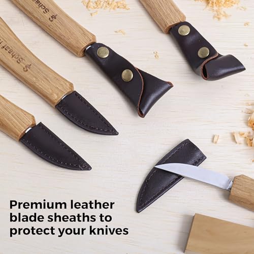 Schaaf Wood Carving Tools Deluxe Wood Carving Kit | Includes Detail Knife, Chip Carving Knife, Sloyd Wood Carving Knife, Spoon Carving Kit | Adult Schaaf Wood Carving Tools