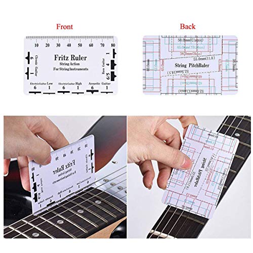 Guitar Neck Notched Straight Edge Luthiers Tool with String Action Ruler Gauge for Gibson 24.75" and Fender 25.5" Electric Guitars NeeQi