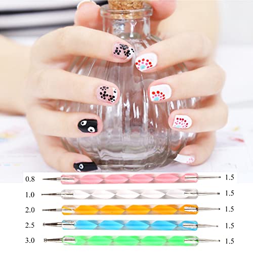 20pc Nail Art Painting Brush Pen Tools Kit UV Gel Building Drawing Linering Brushes Set Mandala Nail Dotting Pens (Pink) Lifextol