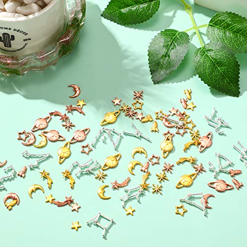 Cosmos Themed Resin Fillers and Resin Fillers Moon Star Resin Charms Alloy Epoxy Resin Supplies (Gold, Silver, Rose Gold, 82 Pieces) Hicarer