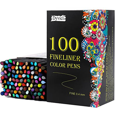 Dyvicl Fineliner Fine Point Pens, 100 Colors 0.4mm Fineliner Color Pen Set Fine Point Markers Fine Tip Drawing Pens for Journaling Writing Note