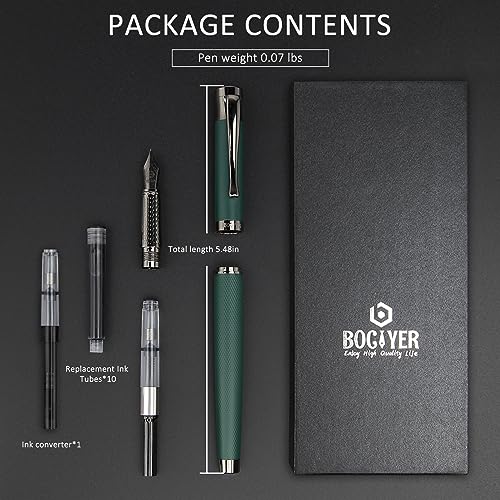 BOCIYER Luxury Fountain Pen Set,Ink Pen for Smooth Writing,Medium Nib,Includes 10 Ink Cartridges&Ink Converter,Best Pen Gift Case for Men & BOCIYER