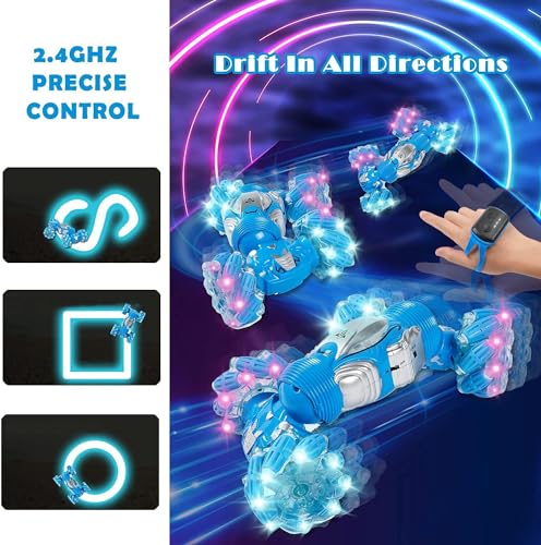 BEMITON Boys Aged 6-12 Birthday Gift Ideas- Gesture Sensing RC Stunt Car Toy for Kids, Hand-Controlled 2.4Ghz Remote Control Twist Cars, 4WD BEMITON