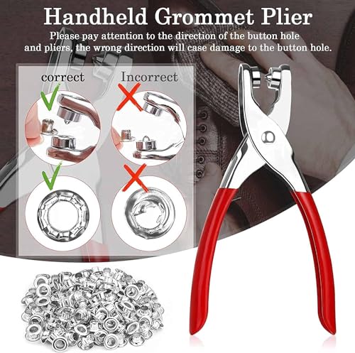 803Pcs Grommet Pliers Kit, 1/4 Inch 6mm Tool with 800 Metal Eyelets with Washers in Gold and Silver, Portable Grommet Hand Press kit for PAXCOO