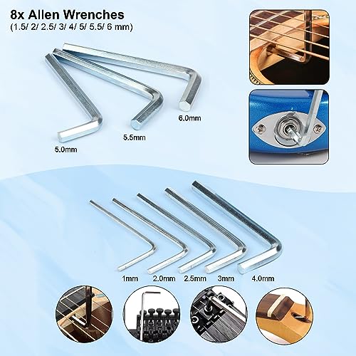 72 PCS Guitar Tool Kit for Set Up, Intonation Adjustment and Repair, Guitar Maintenance Kit for Guitar Bass Banjo and Ukulele, Guitar Gift for Guitar Giwaelro