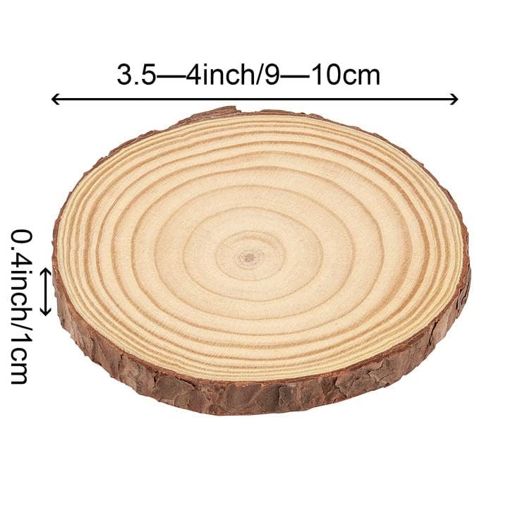 ZEONHEI 30 Pcs 3.5-4 Inches Natural Wood Slices, Unfinished Wood Slices Bulk for Crafts Wood Kit Circles Crafts Tree Slice with Bark for DIY Crafts ZEONHEI